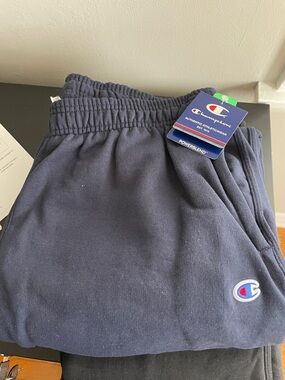 Champion Mens Navy Sweatpants with Logo Patch